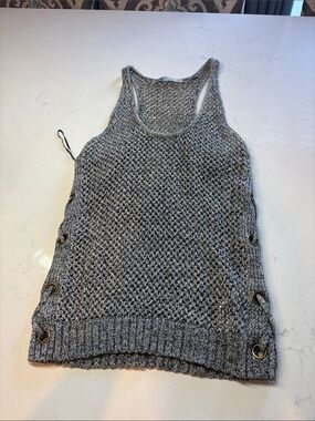 Guess Gray Sleeveless Knit Tank with Side Grommets